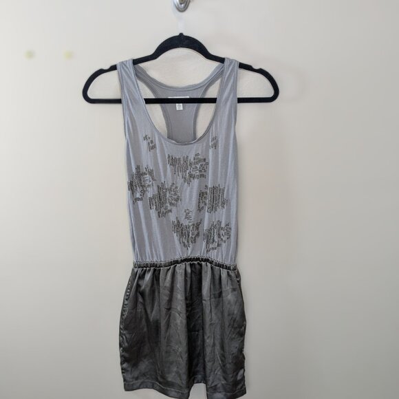 2 for $30 Silence & Noise Grey Beaded Embroidered tank Mini Dress XS - Picture 9 of 9